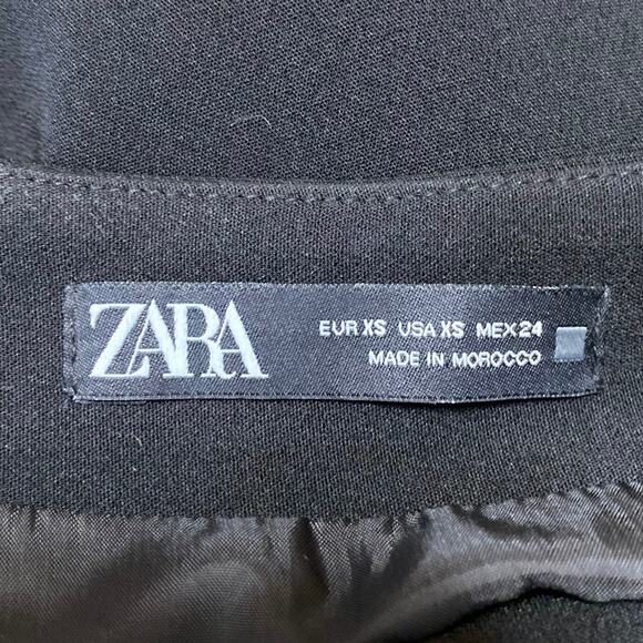 Zara Black Ruffle Zip Tie Waist Mini Tennis Golf A-Line Flared Skirt Skort Sz XS - Picture 4 of 5